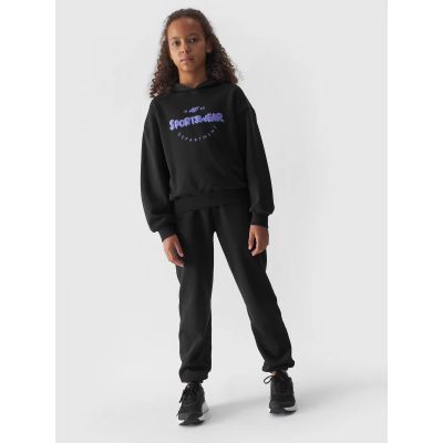 2. Girls' sweatshirt with hood, open, 4F Junior 4FJWAW24TSWSF1213-20S