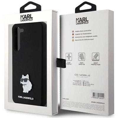8. Karl Lagerfeld Silicone Choupette Metal Pin case for Samsung Galaxy S23+ - black