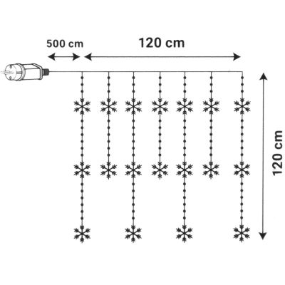 12. CHRISTMAS TREE LIGHTS LIGHT CURTAIN 120x120 CM 232LED WARM WHITE SNOWFLAKES