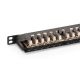 19. High density patch panel 19'' 24x RJ45, LSA level, cat.6, shielded, 0.5U, black, cable guide