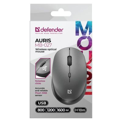 4. DEFENDER AURIS MB-027 RF SILENT Optical Mouse, Grey, 52029