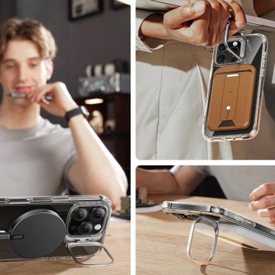 2. ESR Classic Hybrid Kickstand Halolock MagSafe Case Set with Stand + Tempered Glass for iPhone 16 Pro - Clear