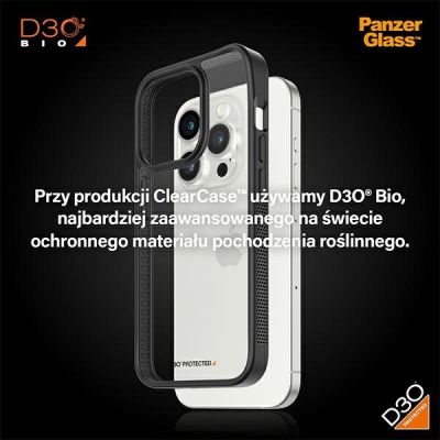 8. Military Grade Certified PanzerGlass ClearCase iPhone 15 Pro Case - Transparent & Black