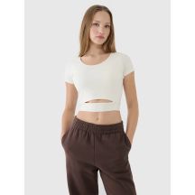 Women's crop top plain t-shirt 4F 4FRSS25TTSHF2695-11S