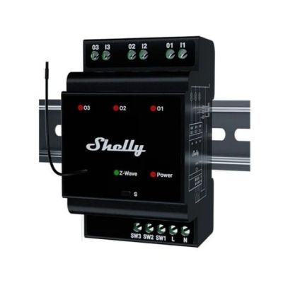 6. Shelly Wave Pro 3 LR Z-Wave DIN Rail Three-Channel Controller