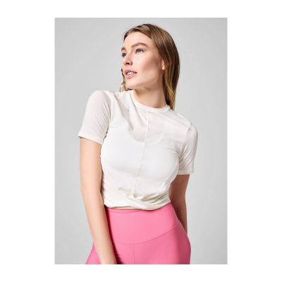 6. CASALL Delight Short Wrap Tee white