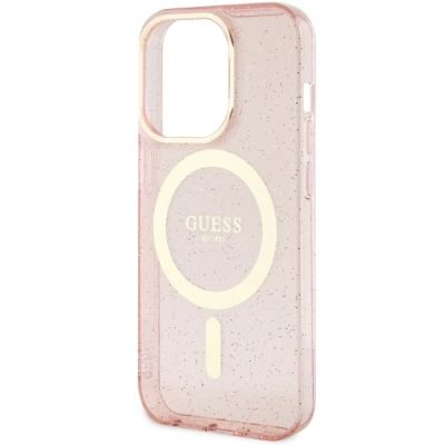 6. Guess GUHMP14LHCMCGP iPhone 14 Pro 6.1" pink/pink hardcase Glitter Gold MagSafe