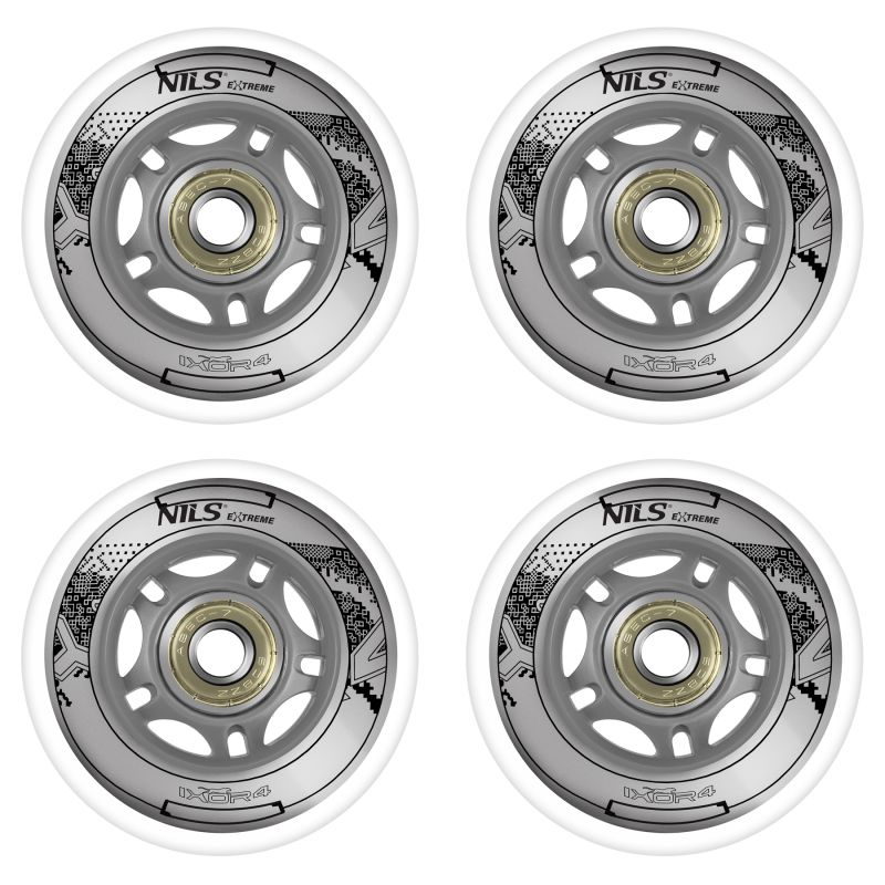 12. PU 64x24 82A WHITE (4 pcs.) + ABEC-7 (8 pcs.) NILS EXTREME SET