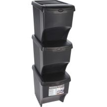 GARBAGE BINS 22 L SET 3 PCS ANTHRACITE