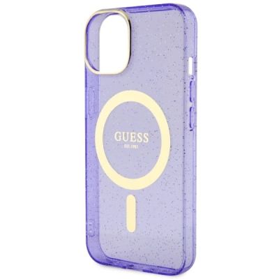 6. Guess Glitter Gold MagSafe case for iPhone 14 - purple