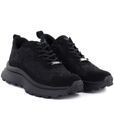 4. Women's sneakers with mesh and rhinestones black Goe TT2N4041
