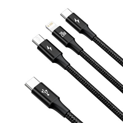 2. Baseus Rapid Series 3in1 USB-C - USB-C / Lightning / micro USB cable 20W PD 1.5m - black