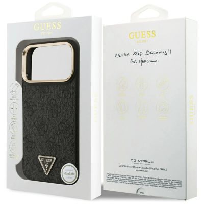 8. Guess 4G Triangle Logo MagSafe Case for iPhone 17 Pro Max - Black and Gold