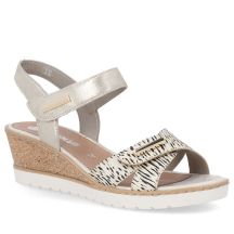 Women's gold leather wedge sandals Remonte R6266-90