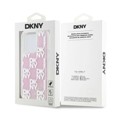8. DKNY Liquid Glitter Multilogo iPhone 15 Pro Case - Pink