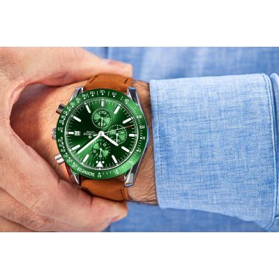 4. Men's Watch Giewont Chronograph Sapphire Brown Green GW8720-A3