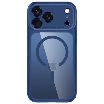 3. Tech-Protect MagPeak MagSafe CC Case for iPhone 18 Pro / 17 Pro - Clear Navy Blue