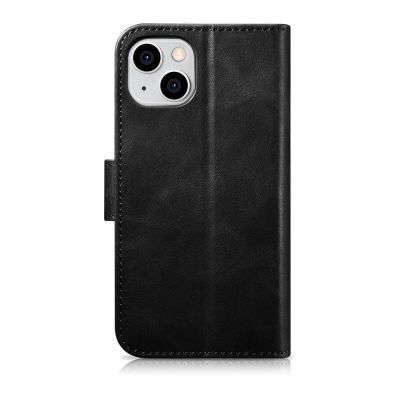 14. iCarer Oil Wax Wallet Case 2in1 Cover iPhone 14 Plus Anti-RFID Leather Flip Case Black (WMI14220723-BK)