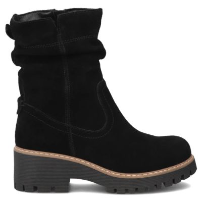 2. Women's leather ankle boots, ruffled, black, Filippo DBT6402