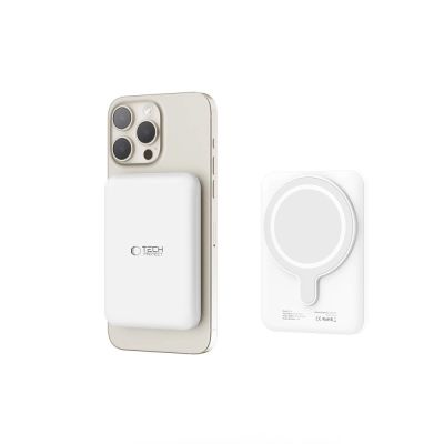 4. Tech-Protect LifeMag PB10 Powerbank with MagSafe 5000mAh 15W USB-C port - white + USB-C cable