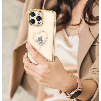 2. Silicone case with Swarovski crystals Kingxbar Wish Series for iPhone 14 Plus - gold