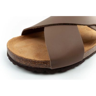 6. Bio Bio shoes men's slippers, profiled flip-flops, natural leather, brown