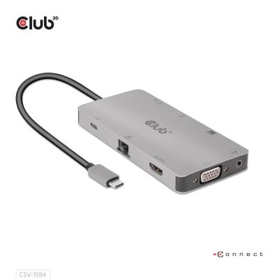 2. CLUB3D CSV-1594 USB 3.2 Gen 1 (3.1 Gen 1) Type-C Docking Station Black, Gray