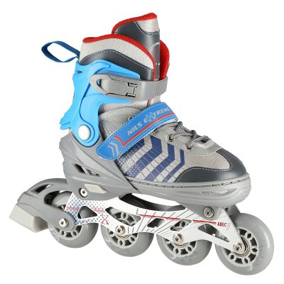 NH18192 4in1 GREY-BLUE SIZE L(39-43) ROLLER SKATES WITH HOCKEY SLEEVE NILS EXTREME