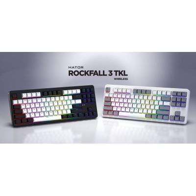 13. HATOR Rockfall 3 TKL Wireless Keyboard Universal USB + RF Wireless + Bluetooth QWERTY English White