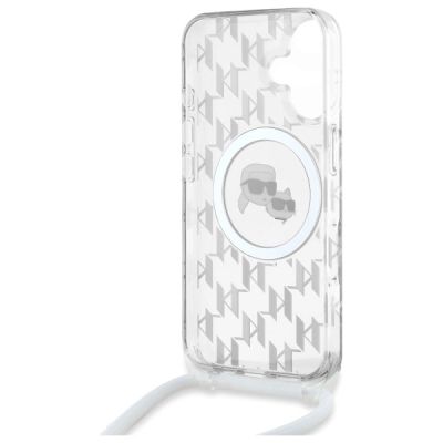 6. Karl Lagerfeld IML Crossbody Monogram Karl & Choupette Head MagSafe iPhone 16 Case - Clear