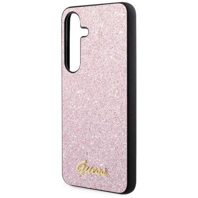 6. Guess Glitter Script Case for Samsung Galaxy S24 - Pink