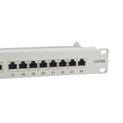 3. Equip 19-inch Patch Panel 24xRJ45 Cat6a FTP 1U 500MHz RAL7035
