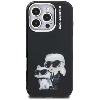 3. Karl Lagerfeld IML Aquarelle Karl & Choupette & Logo iPhone 16 Pro Case Black