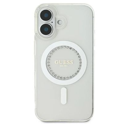 3. Guess IML Rhinestones MagSafe Case for iPhone 16 Plus - White