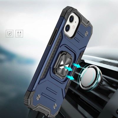 7. Wozinsky Ring Armor case for iPhone 14 Plus armored cover magnetic holder ring blue