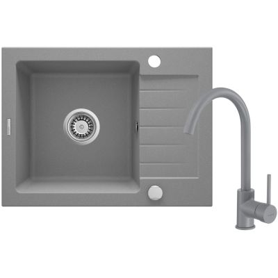 Granite sink with tap, 1-bowl, with drainer ZQZAS11A 5907650876885