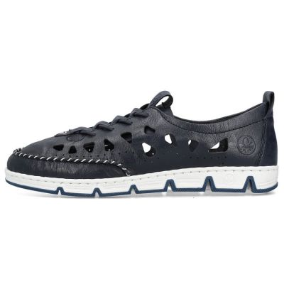 5. Rieker W RKR652 navy blue openwork leather shoes
