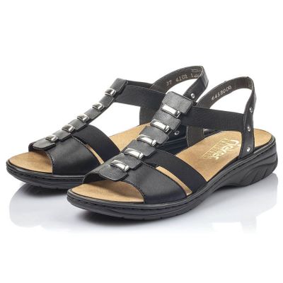 9. Black leather Roman sandals Rieker W 64580