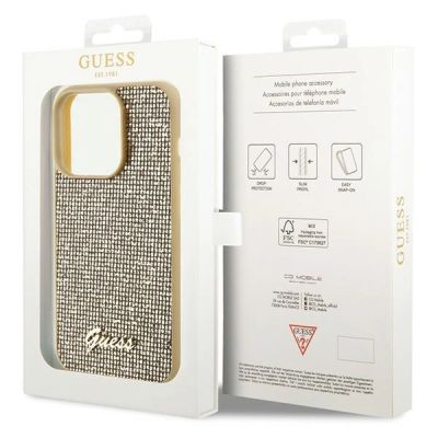 8. Guess Disco Metal Script case for iPhone 15 Pro - gold