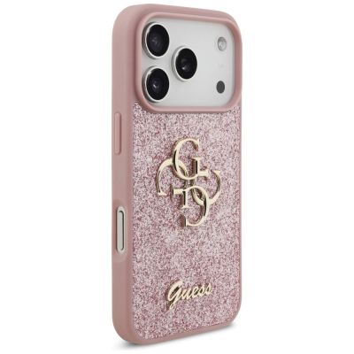 4. Guess Fixed Glitter Big 4G Case for iPhone 17 Pro / 18 Pro - Pink
