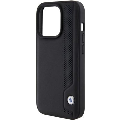 6. BMW Leather Blue Dots iPhone 15 Pro Max Case - Black