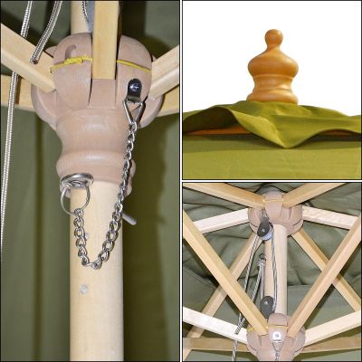 19. WOODEN GARDEN UMBRELLA 250 CM FOLDABLE GREEN
