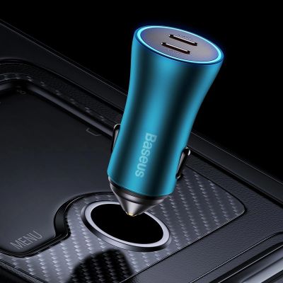 9. Baseus Golden Contactor Pro car charger 2x USB-C 40W blue (CGJP000003)