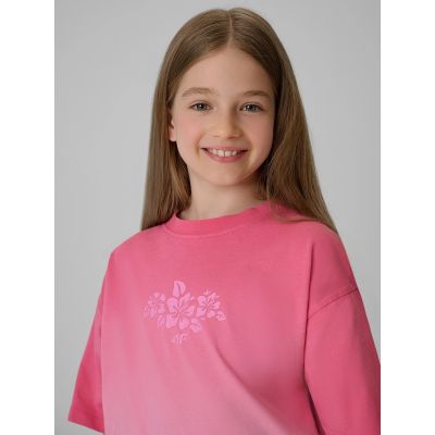 3. Girls' loose T-shirt with print 4F 4FJRSS26TTSHF4186-90A