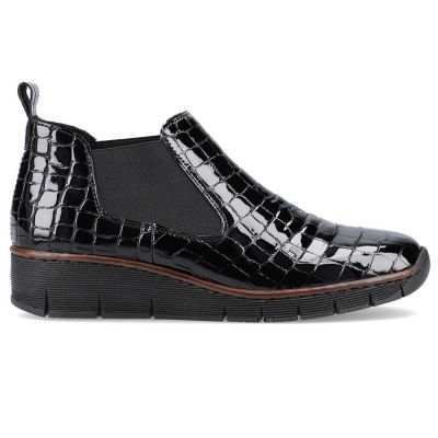13. Rieker W R474 snakeskin leather ankle boots black