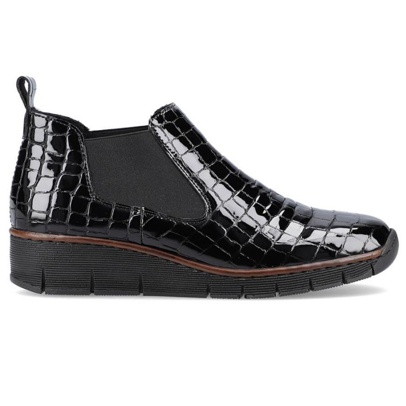 13. Rieker W R474 snakeskin leather ankle boots black