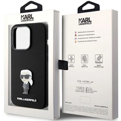 8. Karl Lagerfeld Silicone Ikonik Metal Pin case for iPhone 15 Pro - black