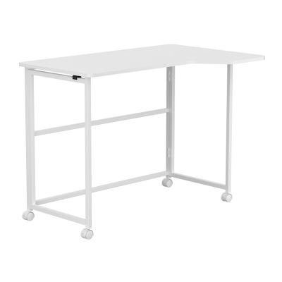 7. MACLEAN FOLDING DESK TABLE WITH WHEELS MACLEAN FOLDING DESK TABLE, WHITE, MOBILE, 100X65CM, MAX. 50KG, ANGLED, SHAPE