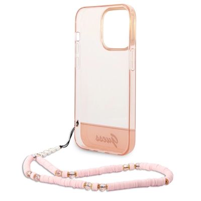 6. Guess GUHCP14XHGCOHP iPhone 14 Pro Max 6.7" pink/pink hardcase Translucent Pearl Strap
