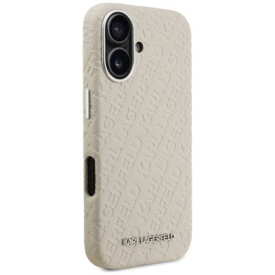 4. Karl Lagerfeld FW Stamped Karl MagSafe iPhone 16 Case - Beige